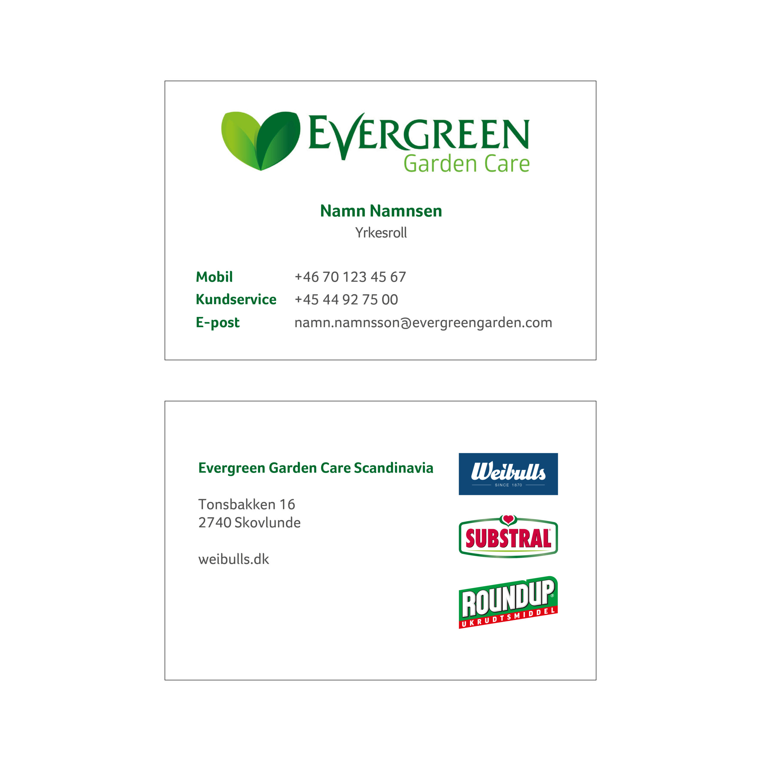 Visitkort Evergreen Danmark 200st/fp